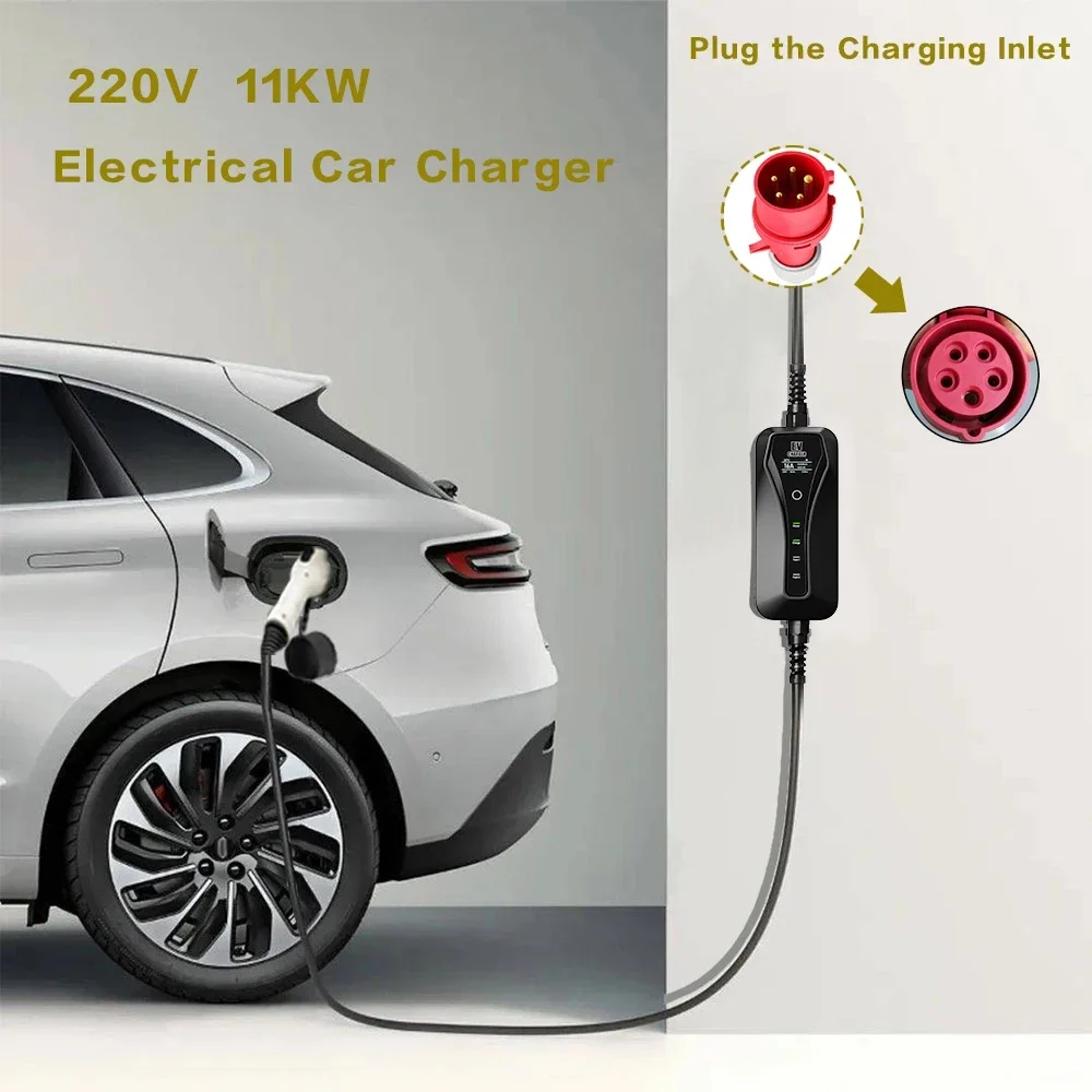 11KW 16A Portable EV Chargeur  - Type 2 Portable Ev Charger 11Kw Cee avis et prix